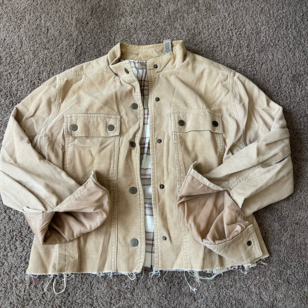 Corduroy Flannel Lined Cropped Jacket